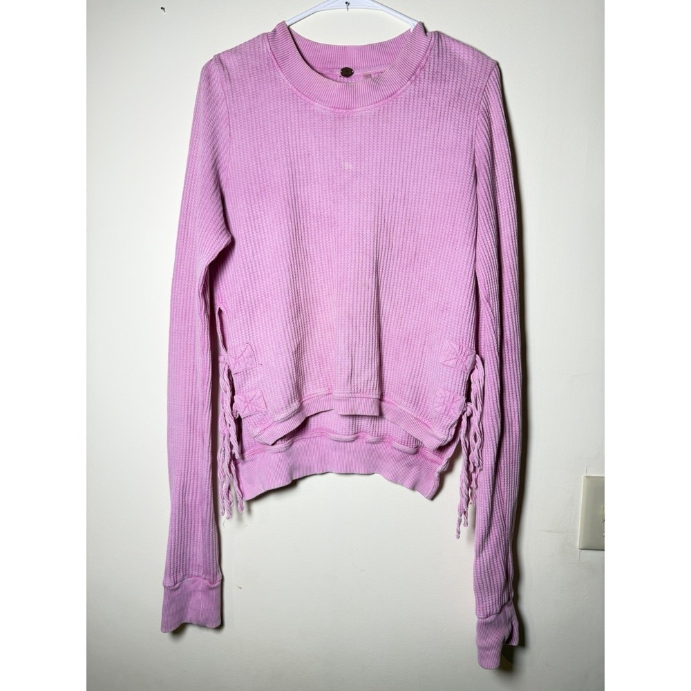 Free People Interlaken Thermal Top Bundle Side Ties Long Sleeve Sz M